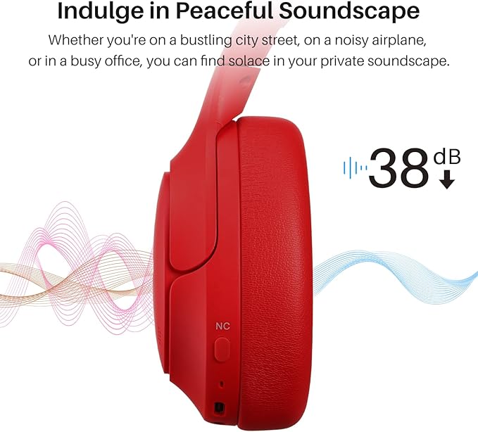 TOZO HT2 Hybrid Active Noise Cancelling Headphones, Wireless Over Ear Bluetooth Headset, 60H Playtime, Hi-Res Audio Custom EQ via App Deep Bass Comfort Fit Ear Cups, for Home Office Travel