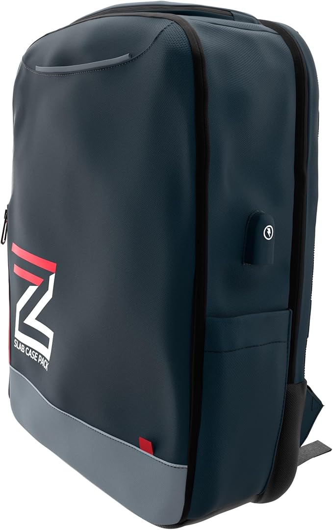 Zion Cases Slab Case Backpack with Slab Case 2GO Graded Card Case; Fits PSA, BGS, HGA, SGC, and CSG Graded Card Slabs; Ideal Travel Storage Solution; (Navy)