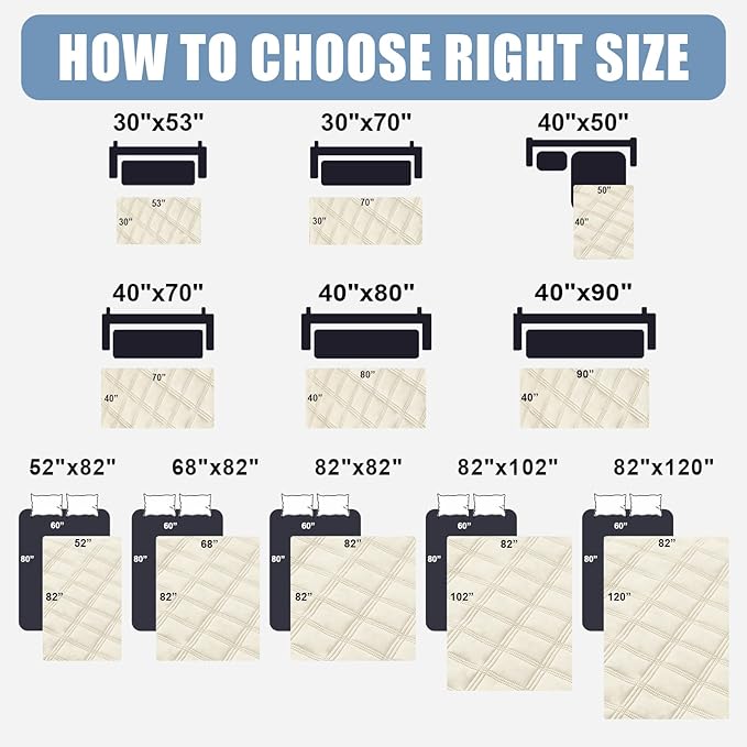 Smiry Waterproof Dog Bed Cover Blanket 40x80, Soft Reversible Pet Blanket, Washable Leakproof Cats Dogs Couch Cover for Sofa, Couch, Furniture, Lattice, Beige/Beige