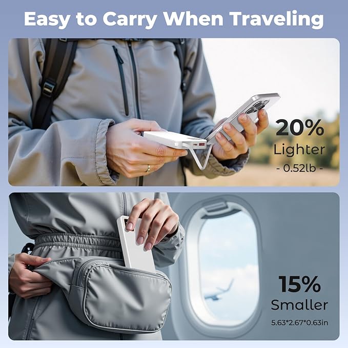 Portable Charger Power Bank, 10000mAh 22.5W Super Fast Charging Powerbank with Built-in USB C in&Out Cable, Slim External Battery Pack for iPhone 16/15/14/13/12/11 iPad Samsung S24 S23 Android etc