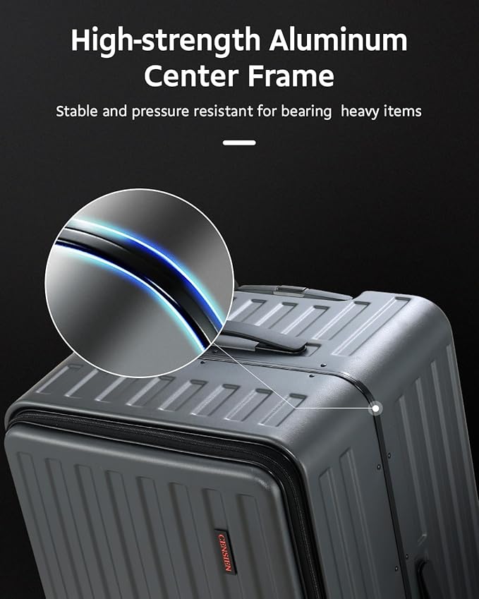 Checked Luggage, Large Suitcase 29 Inch Trunk Luggage with Spinner Wheels, Lightweight ABS+PC Hard Shell with Aluminum Frame, Top Opening, TSA Lock (Grey, 1PC)