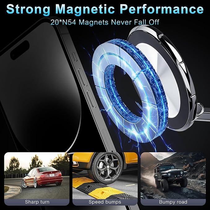 Magnetic Phone Holder for Car, Universal 360 Adjustable Vacuum Magnetic Phone Holder Mount Foldable for iPhone 17 Pro Max 16 15 14 13 12 Plus for Car/Gym/Mirror/Kitchen