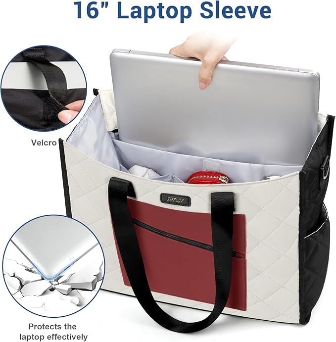 IBFUN Utility Tote Bag with 14/24 Pockets Zip Top Teacher Tote Bag for Teacher/Work Women