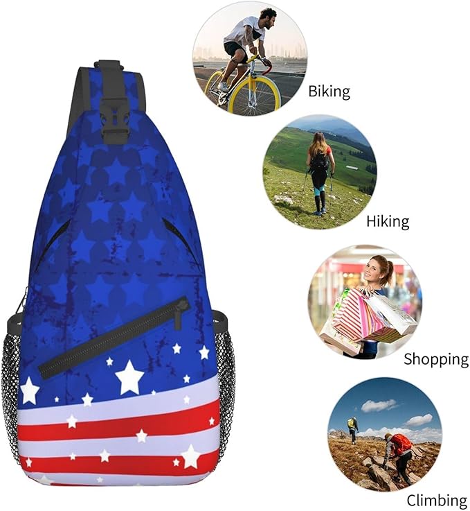 American Flag Sling Bag Multipurpose Crossbody Sling Backpack Travel Cycling Hiking Shoulder Bag For Women Men