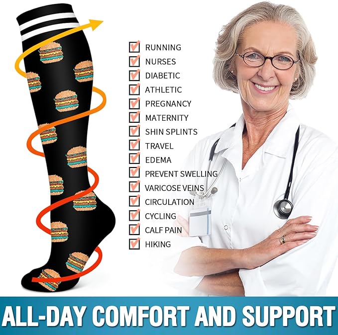 Bluemaple 6 Pack Copper Compression Socks for Women and Men Circulation-Best Support for Medical, Running,Nursing,Athletic