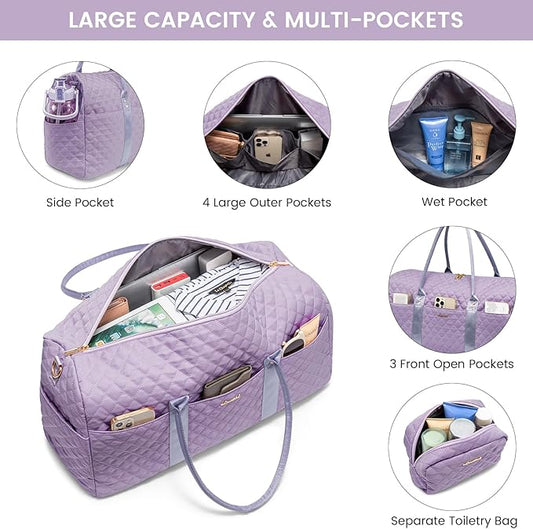 LOVEVOOK Travel Duffle Bag,Weekender Bags for Women Overnight Bag with Shoe Compartment, Carry on with Toiletry Bag,Duffel Bag with Wet Pocket,Hospital Bags for Labor and Delivery