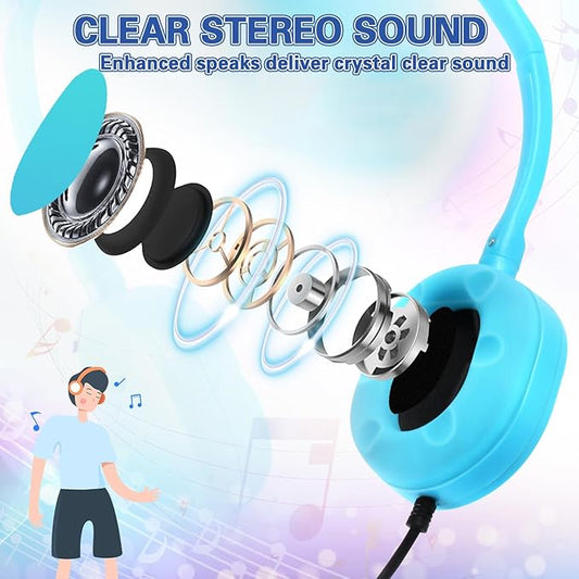 CN-Outlet Bulk Headphones 50 Pack Multi Colored for Kids School Classroom,Durable Wholesale Wired On Ear Headphones for Student Toddler Boys Girls Adults,HD Sound 3.5mm Jack(10 Colors)