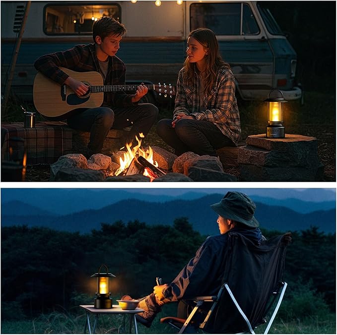 Hompavo Gen2 Outdoor Bluetooth Speakers with Flame Light, 13-Color/3-Mode, HD Stereo Sound, Wireless Stereo Pairing, IP65 Waterproof Lantern for Patio Garden Party Camping, Gifts for Men Birthday