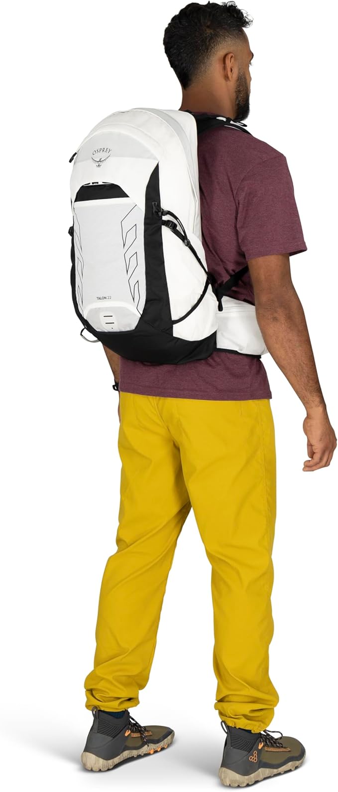 Osprey Talon 22L Men's Lightweight Hiking Backpack - Small Daypack for Travel & Camping, White/Black