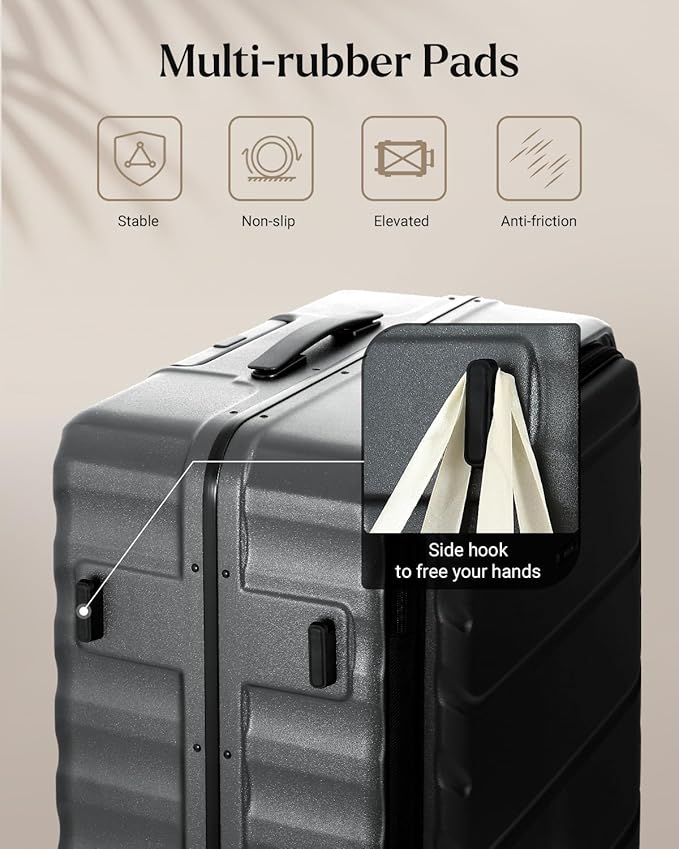 Luggage Sets 2 Pieces, 20/28 Inch PC Hardshell Suitcase with Spinner Wheels, 20 Inch Expandable Clamshell Carry On Luggage and 28 Inch Aluminum Frame Top Opening Checked Luggage (Black)