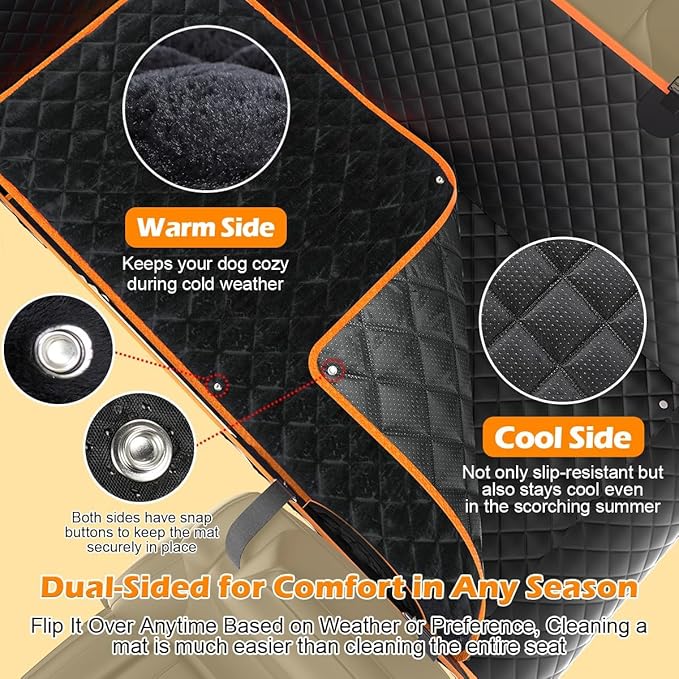 XL Dog Car Seat Extender for Full Size Truck with Hard Bottom, Waterproof Dog Car Seat Cover for Back Seat, Pet Seat Cover with Blanket Cushion for Crew Cab F150, Tundra, RAM 1500, Silverado