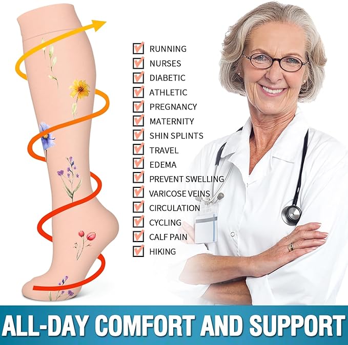 Bluemaple 6 Pack Copper Compression Socks for Women and Men Circulation-Best Support for Medical, Running,Nursing,Athletic