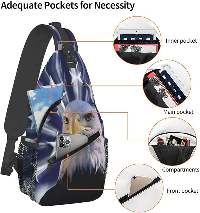 American Flag Sling Bag Multipurpose Crossbody Sling Backpack Travel Cycling Hiking Shoulder Bag For Women Men