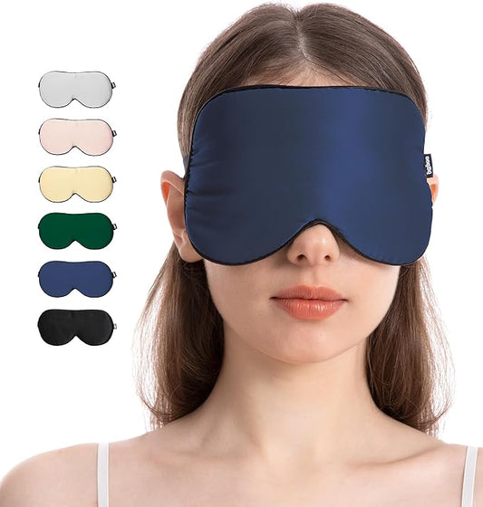 Luxury Pure Silk Sleep Mask | 100% Natural Mulberry Silk | Double-Sided Softness | Adjustable Strap & Full Light Blocking | Perfect for Travel, Office Naps & Nighttime Sleep (Navy Blue)