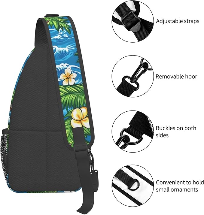 Hawaii Tropical Palm Sling Backpack Crossbody Bag Casual Chest Bags Travel Hiking Daypack Shoulder Bag for Women Men