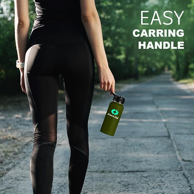 Personalized Custom Print in USA Water Bottle 10Pcs 32oz Stainless Steel Double Wall Coffee Cup with Lid & Straw Insulated Tumbler with Colorful Text Logo Photo