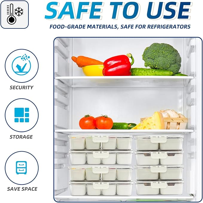 Air-Tight Snackle Box Container –Divided Serving Tray with Lid & Handle–Clear Snack box for Fruits, Candy & Nuts–Portable for Travel & Daily Use (8 Inside Containers Dishwasher Safe)