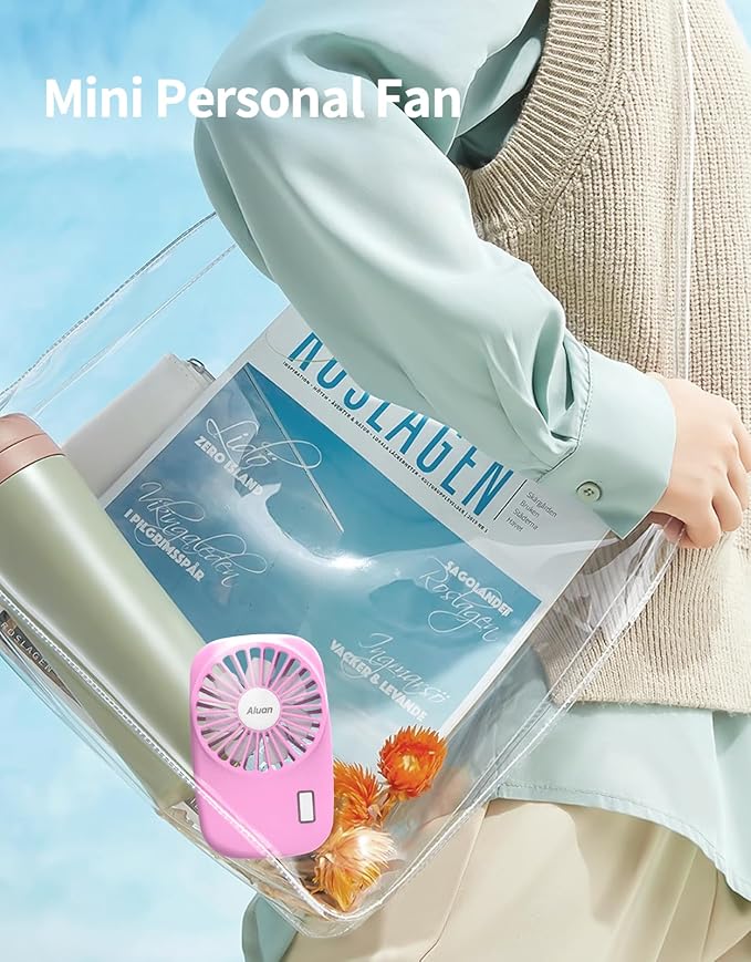 Aluan Handheld Mini Fan Powerful Small Personal Portable Speed Adjustable USB Rechargeable Eyelash Fan for Kids Girls Boys Woman Man Home Office Outdoor Travel, Pink