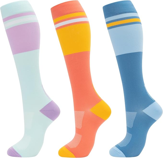 fenglaoda Compression Socks for Women Men 3 Pairs Graduated Compression Support Circulation Socks for Nurses
