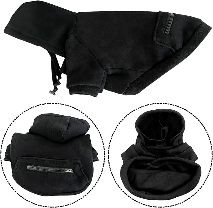 Jecikelon Winter Dog Hoodie Sweatshirts with Pockets Warm Clothes for Small Dogs Chihuahua Coat Puppy Custume Clothing (XX-Small, Y02-Black)
