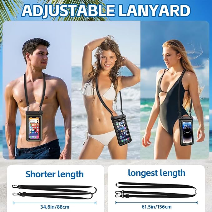 Waterproof Phone Pouch - IP68 Floating Waterproof Phone Case [Beach Cruise Essentials], Cellphone Dry Bag for 15/14/13/12/11 Pro Max Plus Up to 6.8'' Black