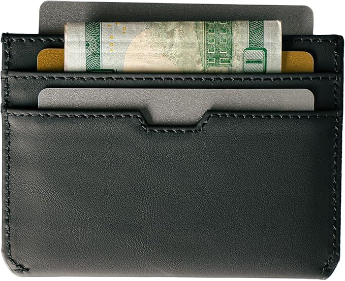 Vaultskin MOORGATE Slim Card Holder - Minimalist Leather Wallet, RFID Blocking Sleeve, Fits Front Pocket, for Men and Women