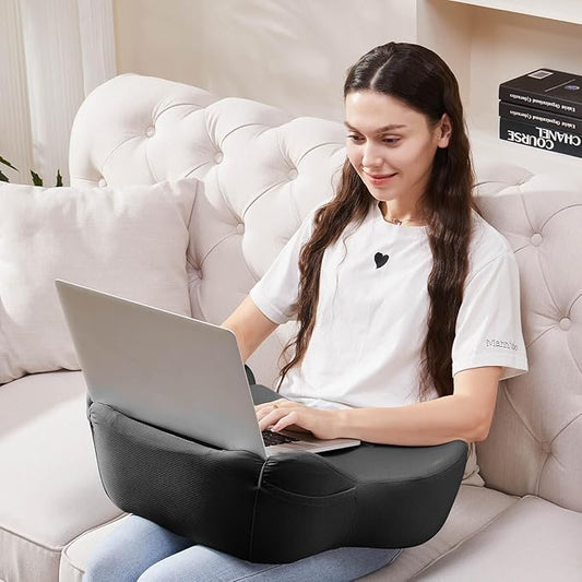 Lap Desk, Reading Pillow, Laptop Pillow for Lap, Portlands Portable Desk Pad for Bed, Couch, Car (Black)