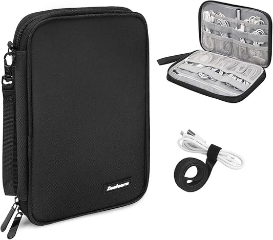 Cord Organizer Travel, Cable Bag, Electronics Organizer Travel Case, Tech Carrying Pouch, Charger Carrying Case, Tech Gifts, Black 11B