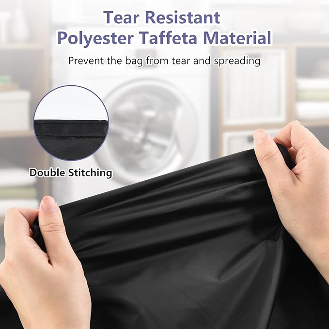 OTraki Laundry Bag 28x45 Inch Heavy Duty Laundry Wash Bag 2 Pack Large Laundry Basket Liner Bags Hamper Bag Dirty Clothes Organizer with Drawstring Closure for Travel Camp College Dorm (Grey&Black)