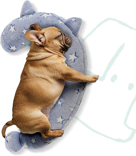 Dog Calming Pillow, Glow in The Dark Dog Put Head on, Soft Question Mark Pillows for Dogs, Kids, Adults, Washable Dog Bed Pillow, Cozy Dog Body Pillow Gifts (M Glow Blue)