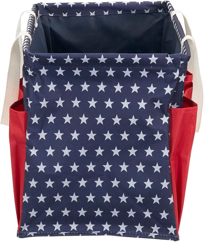 Household Essentials Red, White, and Blue Krush Container All-Purpose Utility Tote with Pockets