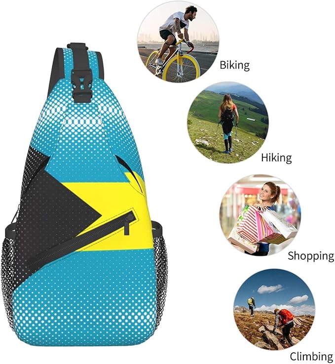 Bahamas Flag Sling Bag Multipurpose Crossbody Sling Backpack Travel Cycling Hiking Shoulder Bag For Women Men