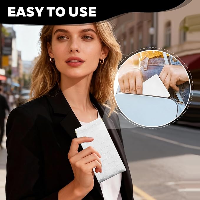 3PCS Small Makeup Bag for Women, Mini Cosmetic Bags Leather Pocket Pouch Purse,Snap Closure Waterproof Portable Bag,Checkered Storage Travel Bag for Lipstick Change Glasses Coin Cards (White)