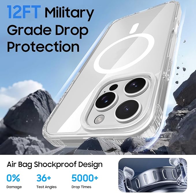 Ntwinro Magnetic for iPhone 12 & iPhone 12 Pro Clear Case (Compatible with MagSafe) with Black Detachable Wallet & Card Holder for 3 Cards [RFID Blocking] Military Grade Protective Slim Phone Cover