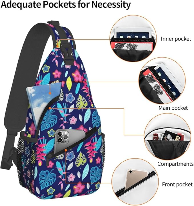 Hawaii Tropical Palm Sling Backpack Crossbody Bag Casual Chest Bags Travel Hiking Daypack Shoulder Bag for Women Men