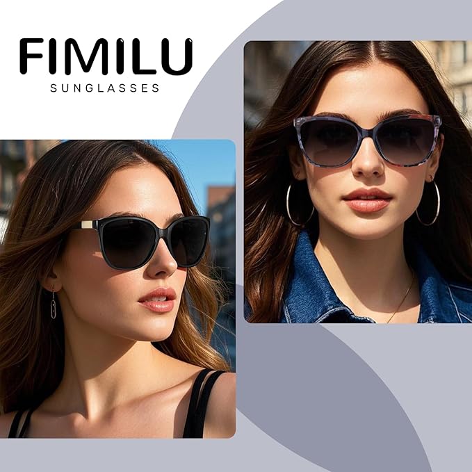 FIMILU Polarized Sunglasses for Women, Trendy Fashion Sun Glasses Square Retro Glasses UV Protection for Daily Outdoor 2pack