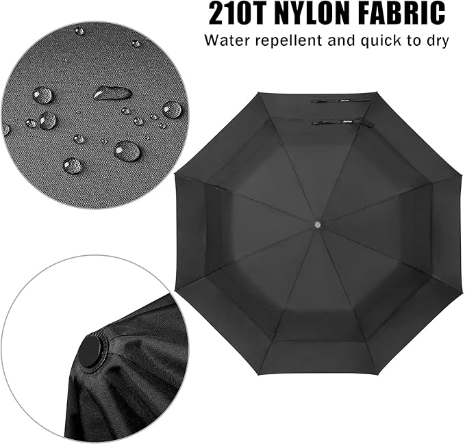G4Free 62 Inch Portable Golf Umbrella Large Oversize Double Canopy Vented Windproof Waterproof Automatic Open Stick Umbrellas for Men Women(Black)