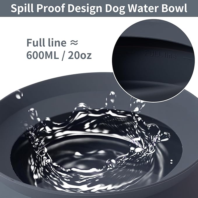 SLSON Spill Proof Dog Water Bowl for Cars,Collapsible No Splash Dog Travel Bowls Integrated Molding Portable Pet Bowl for Road Trip Truck,RV,SUV,Boat Accessories (Dark Grey)