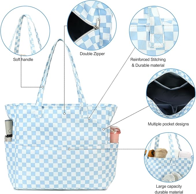 Bluboon Waterproof Beach Tote Pool Bags for Women Ladies Extra Large Carry On Bag With Wet Compartment for Weekender Travel