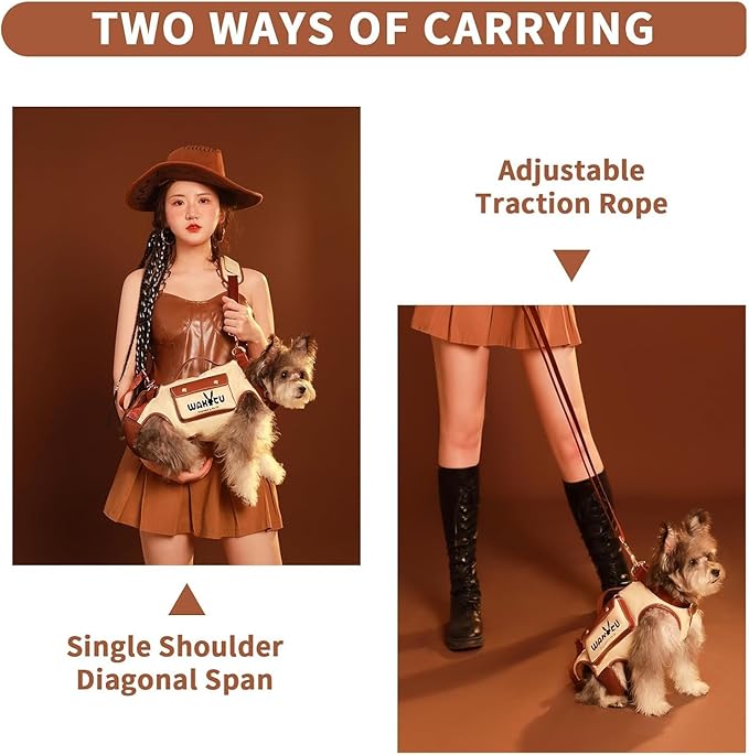Wakytu Dog Lift Harness Dog Carrier VES Harness Adjustable Leash with Small Puppy Treat Bag,Fits Most Cars,S，4-8 LBS