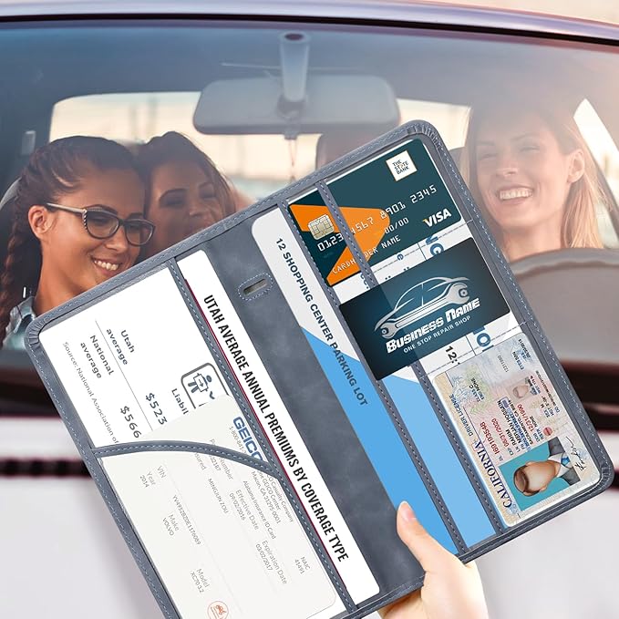 CoBak Car Registration and Insurance Holder - Vehicle Glove Box Car Organizer,Auto Truck Comparment Accessories Case with Magnetic Closure for Driver License,Cards