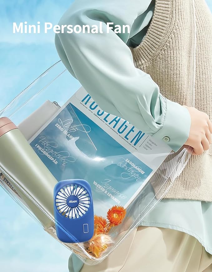 Aluan Handheld Fan Mini Fan Powerful Small Personal Portable Fan Speed Adjustable USB Rechargeable Cooling for Kids Girls Boys Woman Man Home Office Outdoor Travel, Navy Blue