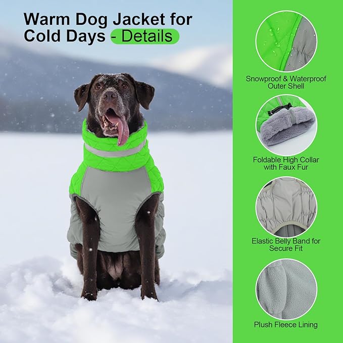 OUOBOB Warm Dog Coats for Small Dogs, Puppy Jacket, Waterproof Dog Jacket with Harness Built in, Zipper Clousure, Fleece Lining for Cold Weather, Small Puppy Clothes for Chihuahua, Maltese - XS