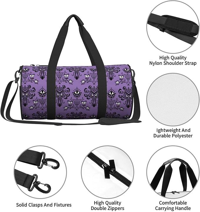 Haunted the Mansion Sports Gym Duffel Bag for Men Women Weekender Travel Workout Training Handbag Water Resistant
