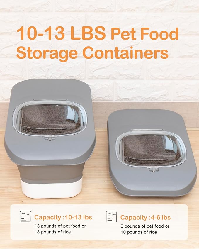 10-13 Lbs Dog Food Stroage Container, Collapsible Dog Food Containers with Airtight Lid, Pet Food Scoop and Silicone Dog Bowl, Pet Food Storage Container Dry Food for Dog, Cat and Other Pets
