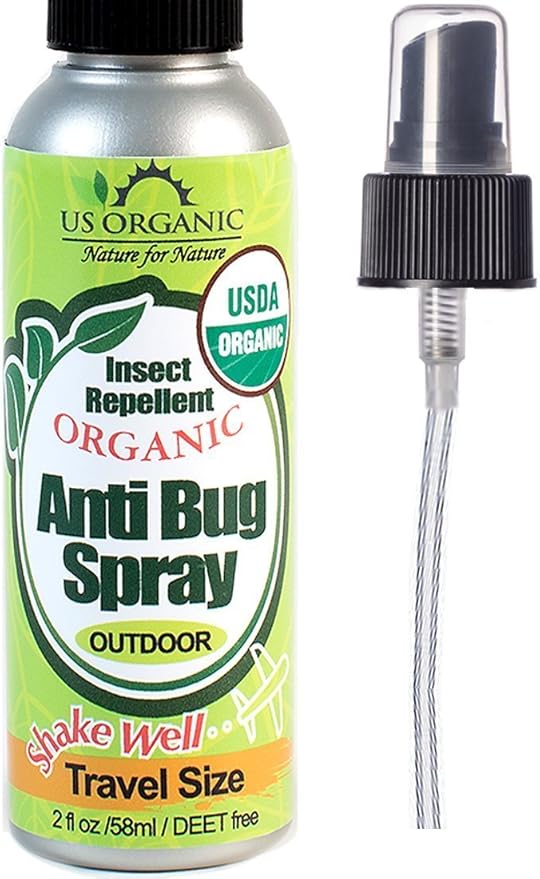 US Organic Mosquito Repellent Anti Bug Outdoor Pump Sprays, USDA Certification, Cruelty Free, Proven Results by Lab Testing, Deet-Free (2 oz Travel Size)