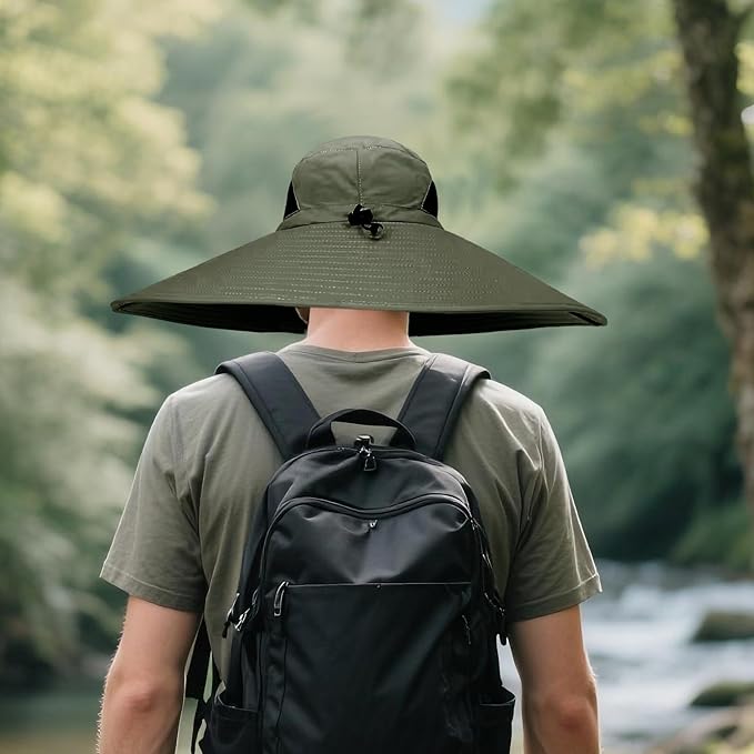 Super Wide Brim Fishing Hat for Men and Women,UPF50+ Waterproof Bucket Hat for Fishing, Hiking, Camping