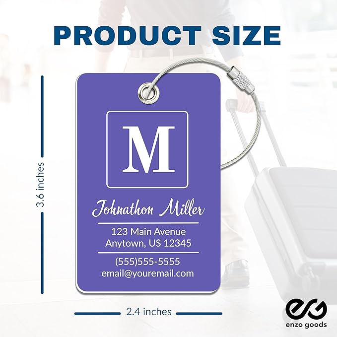 Personalized Luggage Tag | 10 Pack | Custom Luggage Tags for Suitcases | Kids Backpack Tag | 10 Color Options & Choose Font, Font Color