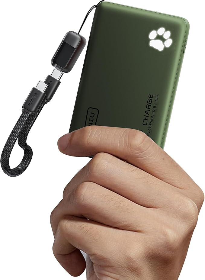 INIU Portable Charger, Ultra Slim 10000mAh 45W PD Power Bank, Fast Charging Mini Battery Pack, Travel Trip Accessories Ship Essentials for College Students Travelers Teen Boys Girls, Green