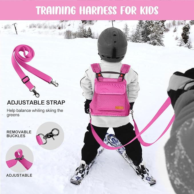 Odoland Kids Ski Training Harness with Backpack, Adjustable Strap & Lift Handle for Beginners Boy and Girl